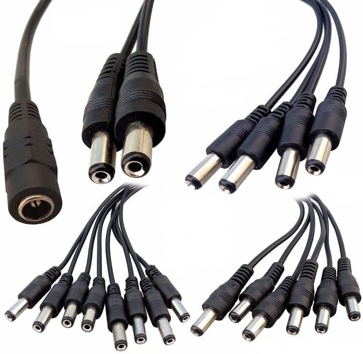 Multibao 2 4 6 8 Way CCTV DC Power Splitter Adapter Cable 5.5mm X 2.1mm For for LED Strip Light, CCTV Security Camera (2-Way)