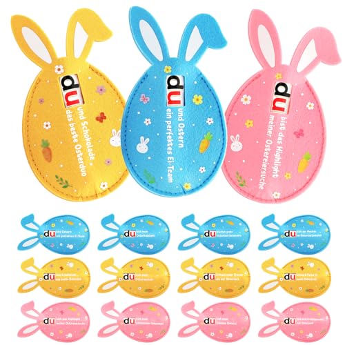 COMOOKA 12 Stück Ostergeschenke Kinder Verpackung Ostereier für Schokolade Filzhülle Hülle Filz Ostern Kleine Geschenke für Kinder Geschenktasche Geschenkboxen Osterdeko Mitgebsel Gastgeschenk