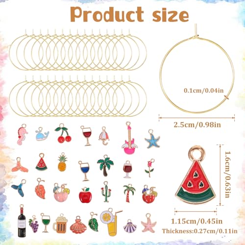 QFGasre 30pcs Wine Glass Charms Identifiers Wine Charms for Stem Glasses Markers Funny Charm for Summer Christmas Wines Tasting Travel Beach Themed Party Supplies