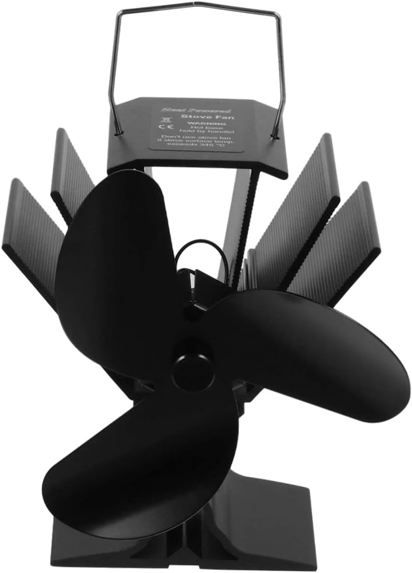 SUPVOX Heat Powered Stove Fan 4 Vane Thermal Power Fireplace Fan Silent Non-electric Heat Driven for Home Log Burner Heating