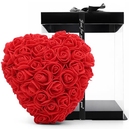 Amora XO for Mum Artificial Rose Heart Keepsake Beautiful Thank You Present for Mum Birthday or Special Occasion