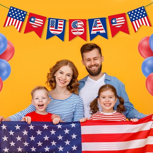 Image of USA Banner, American Independence Day Party Sign Decorations, US Patriotic Theme Supplies, 4th of July Decor