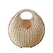 Fenical Sac à main en paille en forme de coquille en rotin avec poignée dans le sac de plage pour femme (beige)