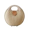 FENICAL Rattan Handbag Fashionable Straw Shell Shape Storage Handbag for Female Woman Lady (Beige)