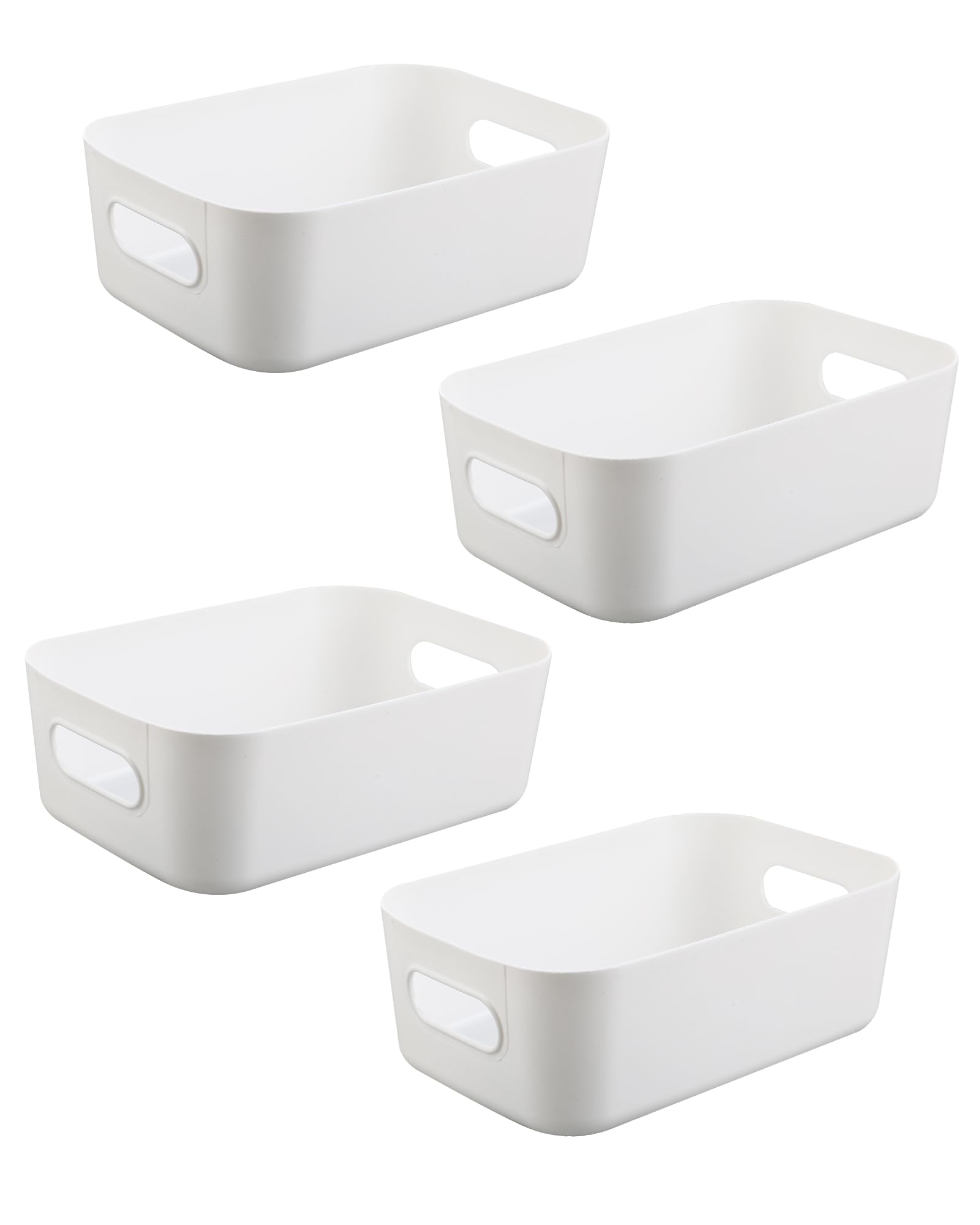 Scatole portaoggetti bianche 4 pezzi – Contenitori plastica & organizer box, contenitore plastica piccolo in plastica, scatole impilabili per cucina, armadio e bagno (20 × 14 × 7 cm)
