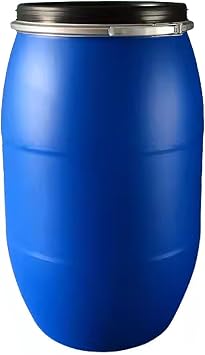 Plastic Water Storage Containers Water Storage Barrel with Lid, Metal Sealing Ring, Food Grade Plastic Buckets for Factory Transportation, Fermentation Barrels(200L)