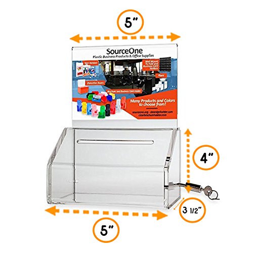 SOURCEONE.ORG Acrylic Heavy Duty Donation/Ballot Box with Lock and Sign Holder
