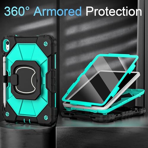 Image of Auizotl Case for iPad (A16) 11th /10th Generation 2025 /2022,iPad Case 10th Generation with Rotating Stand Screen Protector,Shockproof Cover for i Pad 11.0 /10.9 Inch Cases,Black Mint