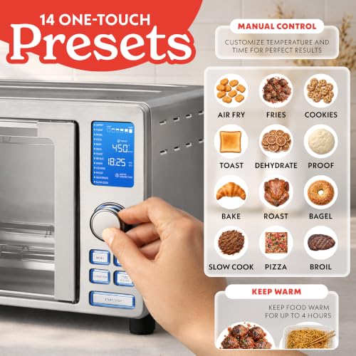 Gourmia Air Fryer French Door Toaster Oven - 6-Slice Capacity, LED Display with 14 Cooking Presets, Stainless Steel by Gourmia - Image 2