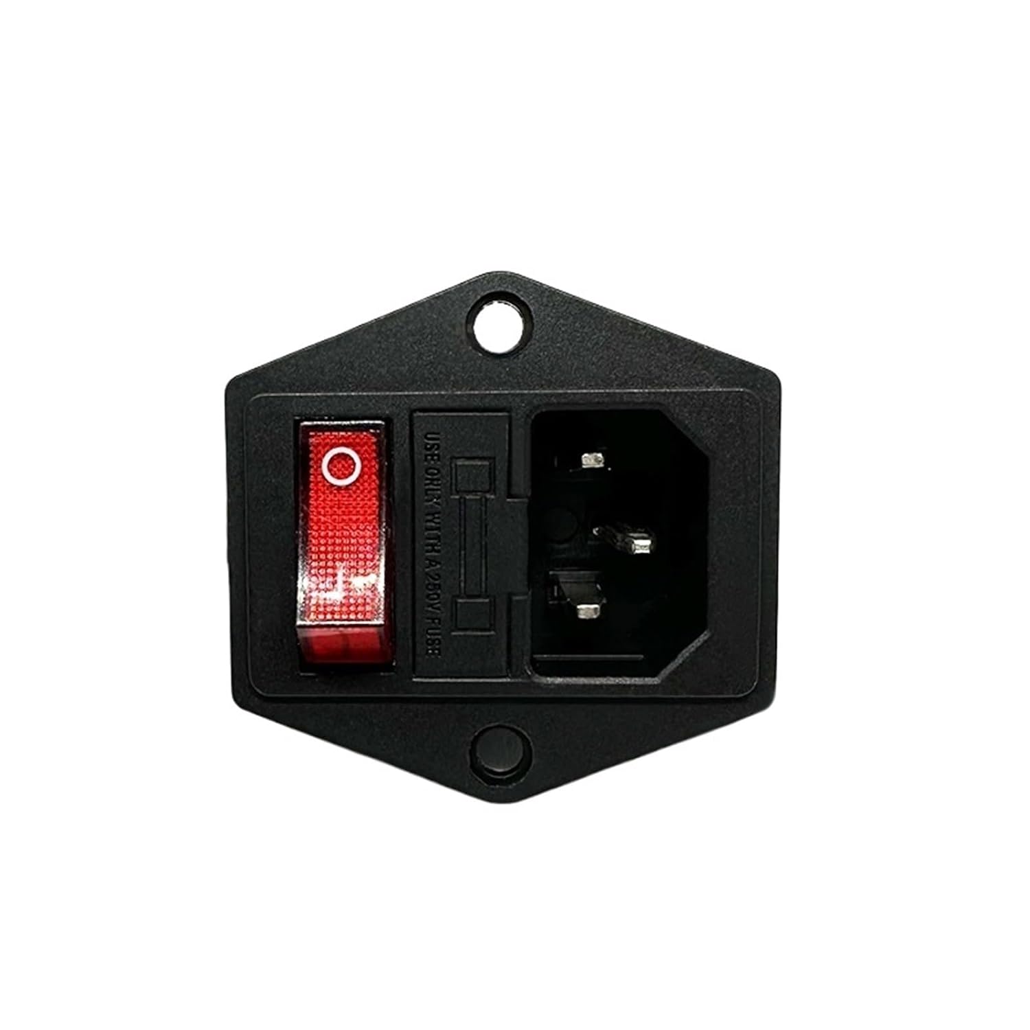 1PC LZ-14-F12 3 Pins IEC320 C14 Panel Mounted AC Inlet Module Power Socket with 10A 5x20mm Fuse and Red 250V LED Rocker Switch