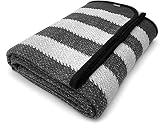 ACUSHLA Merino Wolldecke Wohndecke Warm & Kuschelig Waschbar, Großer Überwurf Ideal für draußen, Camping, Couch, Bett, Reisen – superweiche Wolldecke (Grauer Streifen)