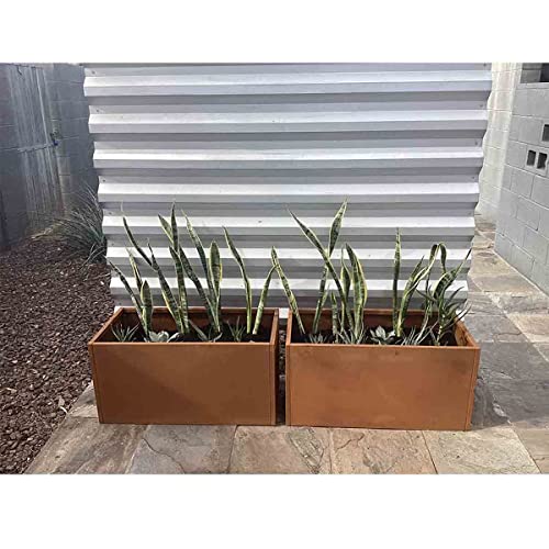 Gzgneevl Corten Steel Planter Box Rectangular Planters Large Outdoor Planter Metal Planter Box For Tall Plant Trough Rustic Patina For Garden Yard Commercial Residential Farm 31.5" L X 16" W X 16" H #TOP6