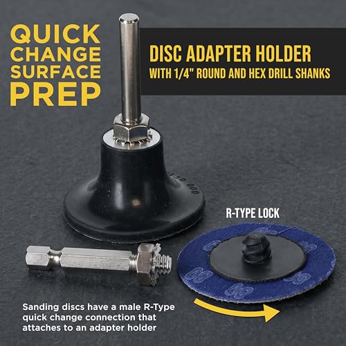 Dura-Gold 2 Inch Grinding Discs, 80 Grit (25 Disc Set) with R-Type Adapter & Backing Pad - Quick Change Zirconia Coarse Cut Sanding Discs for Auto, Wood, Metal, Rust, Oxidation, Welds by Dura-Gold - Image 4