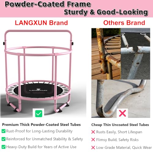 LANGXUN 60" Trampoline for Kids, 5ft Toddler Mini 6-in-1 Trampoline Indoor Outdoor with Swing, Basketball Hoop, Dart Board, Rings, Christmas Toys Birthday Gifts for Girls Boys by LANGXUN - Image 5
