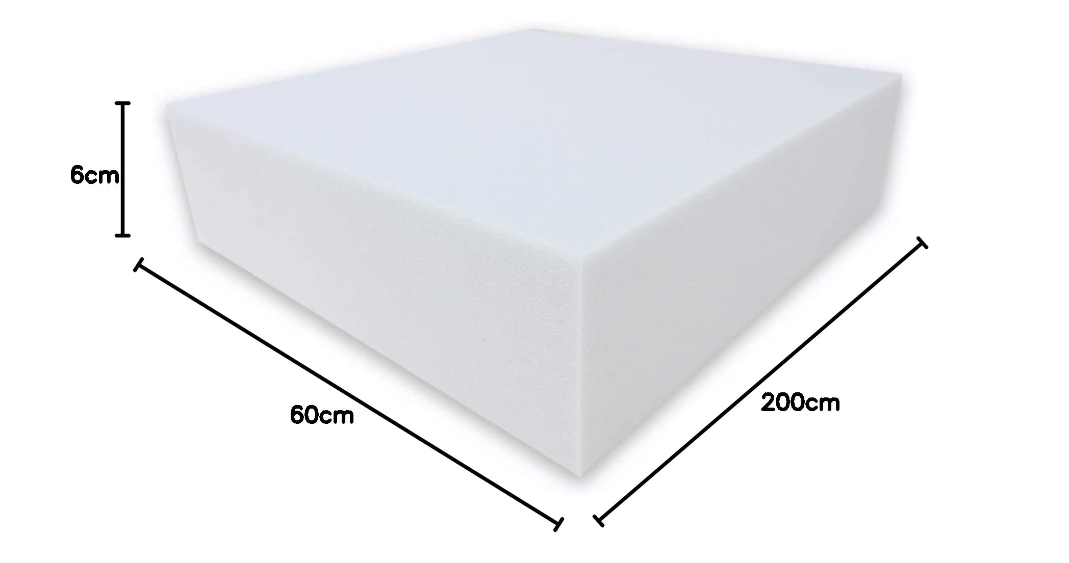 Dibapur Bianco: materasso ortopedico in schiuma fredda/schiuma acustica – H2 – senza rivestimento – Made in Germany – 60 x 200 x 6 cm – Bianco
