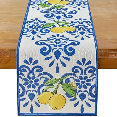 MAIBAOTA Summer Lemon Table Runner Rustic Farmhouse Spring Table Runners Cover