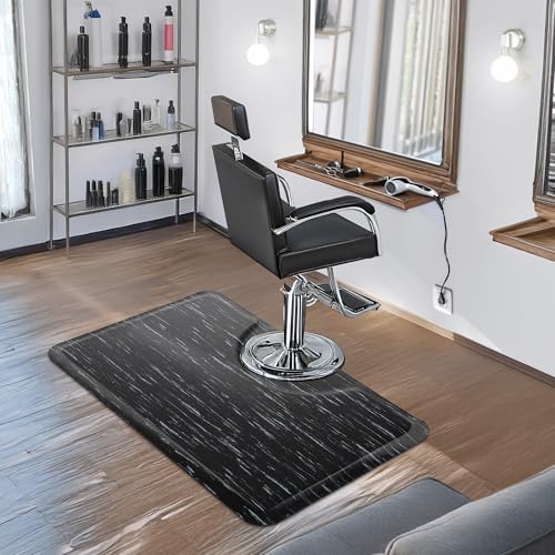 Image of Saloniture 3 ft. x 5 ft. Salon & Barber Shop Chair Anti-Fatigue Floor Mat - Marble Rectangle - 1 /2 in. Thick