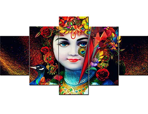 5 Panel Canvas Wall Art Indian Paintings Radha Wall Art