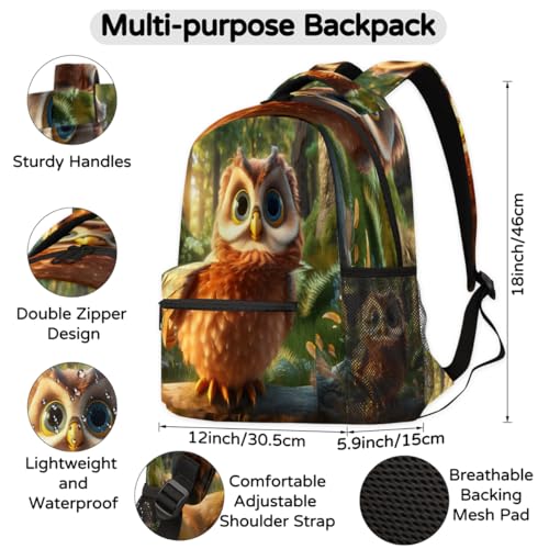 Sac à dos hibou grand format pour ordinateur et école