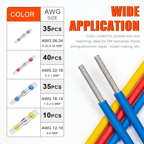 120Pcs Heat Shrink Solder Seal Wire Connectors Kit, Waterproof Butt Connector Heat Shrink Electrical Terminals, Insulated Solderless Wiring Splice Connectors for Marine, Automotive Boat Truck by Pliertool - Image 5
