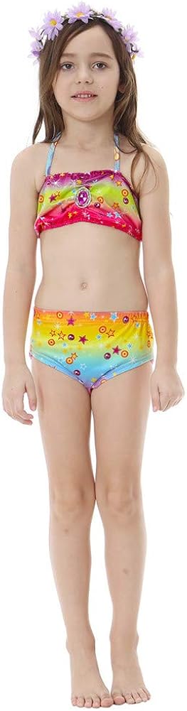 Swimmable Mermaid Tail Bikini Sets 5pcs No Monofin Princess Dress Girls Kids Gift : Clothing, Shoes & Jewelry