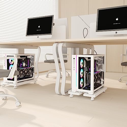 Miniatura 6 de Soporte Para Cpu Para Pc, Soporte De Torre De Ordenador De Escritorio, Soporte Ajustable Para Cpus, Soportes Para Pc Móvil Con Ruedas Giratorias Con Bloqueo, Carro De Cpu Debajo Del Escritorio Blanco