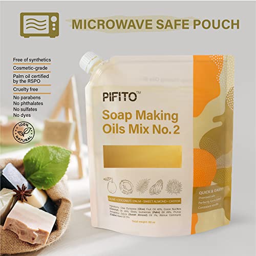 Pifito Soap Making Oils Mix No. 2 │ 60 Oz Quick Mix Blend Of Pre-Measured Oils For Cold Process Soap Making Supplies #TOP3