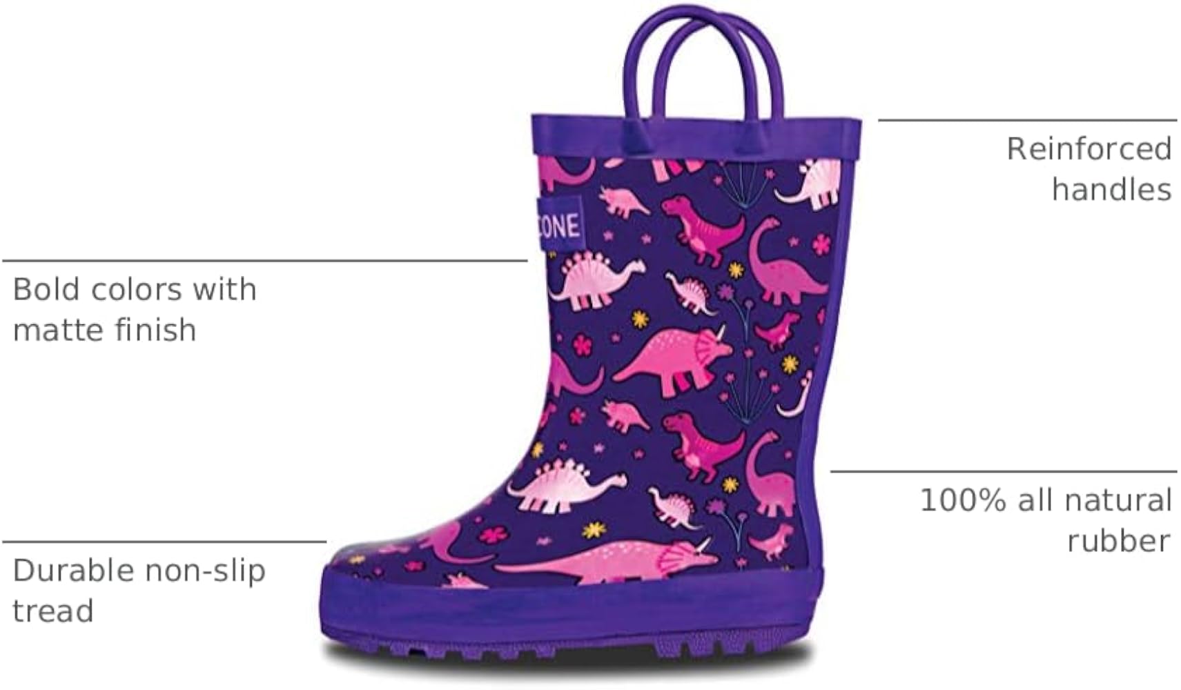 Lone Cone Regenstiefel Für Kinder – 100 % Naturkautschuk, Mattes Finish, Rutschfeste Sohle