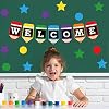 Whaline 57 Pieces Welcome Bulletin Board Set Colorful Pencil Design Welcome Back Banner Star Dots Shape Cutouts Classroom Decorations for Back to School Bulletin Boards Classroom Teacher Supply