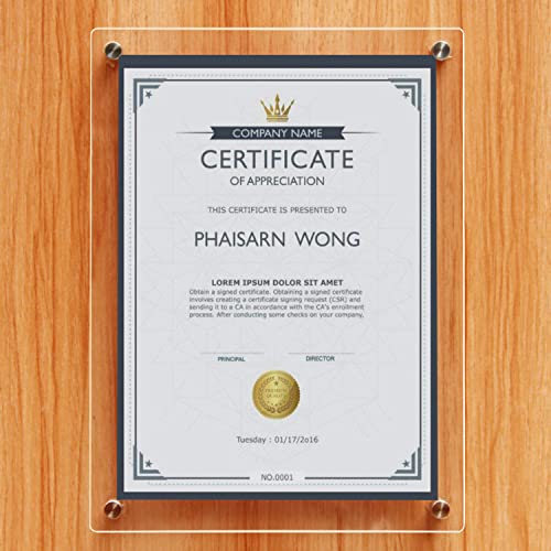 Halyuhn Acrylic 8.5 X 11 Picture Frame Set Of 3, Clear Wall Mount Floating Picture Frames, Degree, Certificate, Document, Lucite Transparent Picture Frames A4 Letter Size For Wall Decoration #TOP27