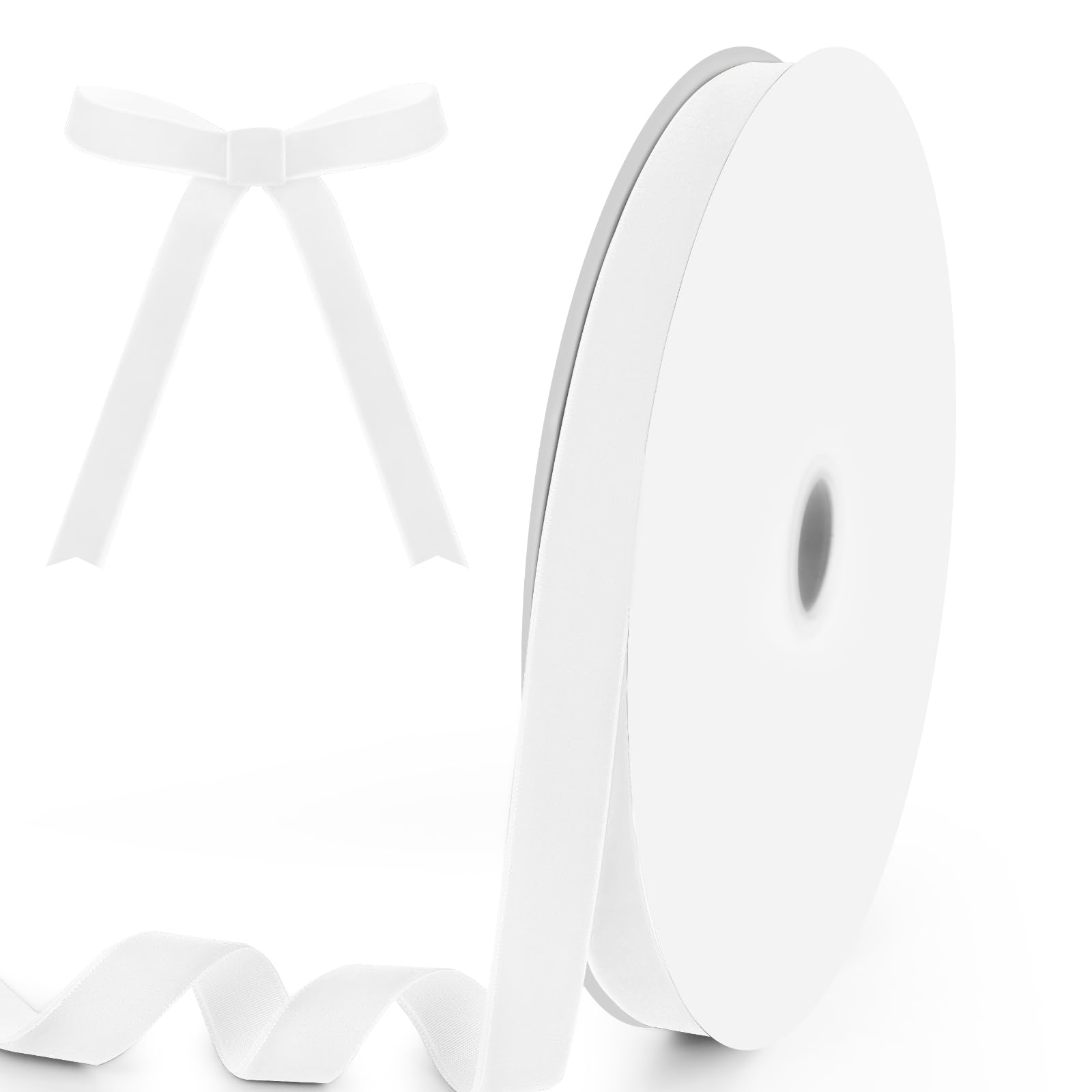 5/8" Wide x 25 Yards Velvet Ribbon, Vintage Single Face Velvet Ribbons for Gift Wrapping, Christmas Wrapping Bows, Wedding Decor, Sewing and More (