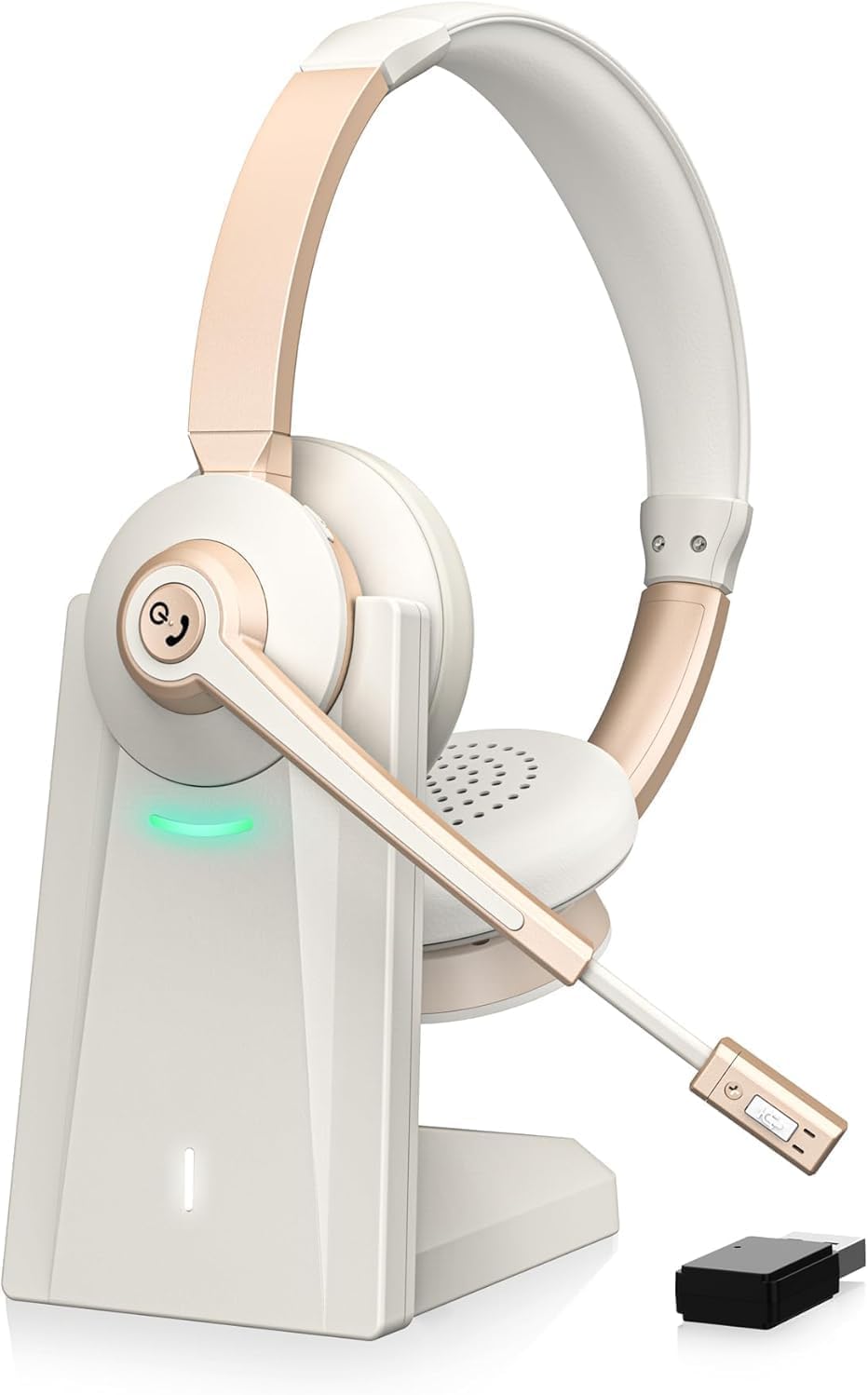 Wireless Headset, Bluetooth Headphones with Microphone AI Noise Canceling/Charge Dock, Wireless Headset with Mic Mute & USB Dongle for Computer Phone Remote Work Office Call Meeting Teams-image-19
