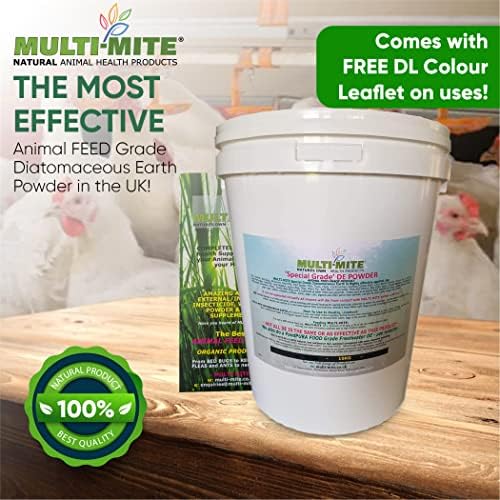 Multi-Mite® 10kg Bucket Feed Grade DE Diatomaceous Earth - FAST DESPATCH - Red Mite Fleas and All Animal Lice Control Powder