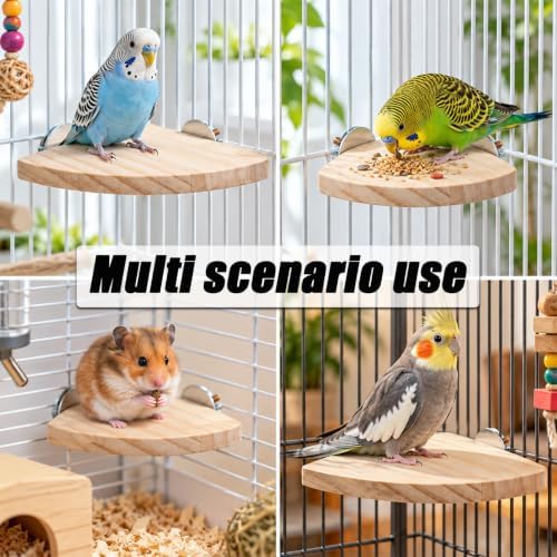 2 Pack Flat Bird Perch, Natural Wood Cage Perch for Parakeets — 사진 5