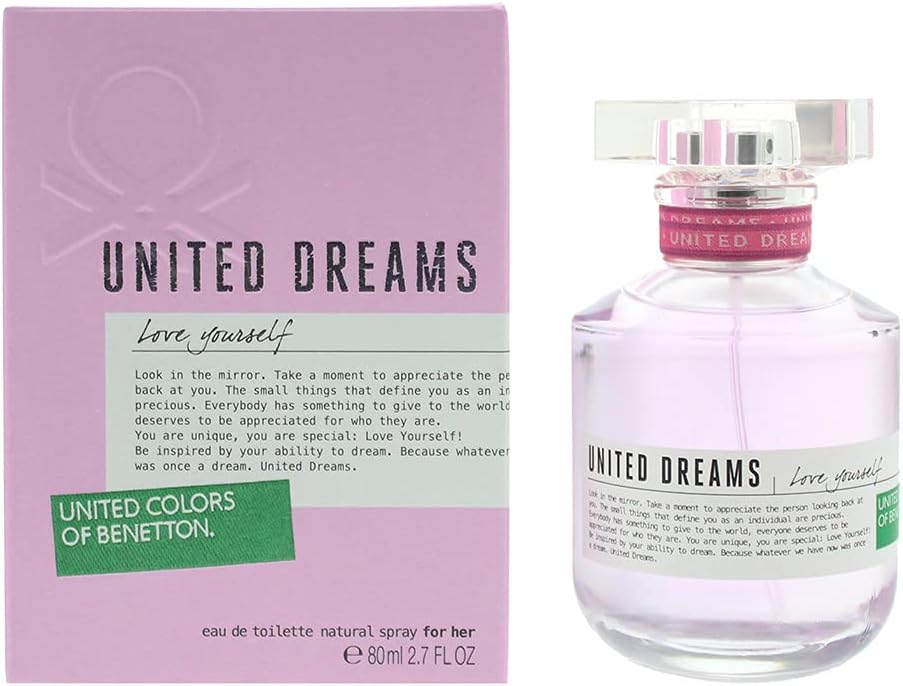 Benetton United Dreams Love Yourself Eau de Toilette Spray for Women, 2.7 Ounce
