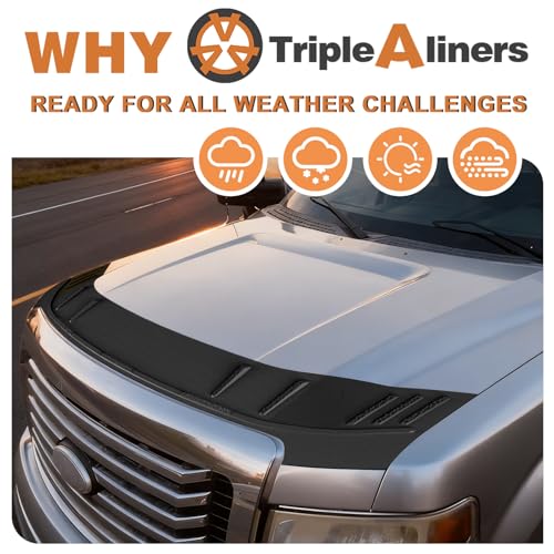 Image of TripleAliners Hood Bug Deflector Protector for 2009-2014 Ford F-150 F150 | Hood Protector, Bug Deflector Shield Replacement, Flexible TPE Material, Easy to Install, Upgraded adhesion