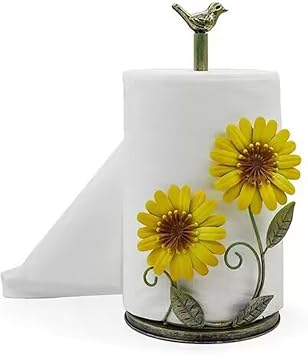 Sunflower Kitchen Paper Towel Holder Yellow Home Kitchen Decor Accessories Cute Country Stuff Vintage Home Decoration Black Metal Rustic Kitchen Counter Decor Housewarming Gift