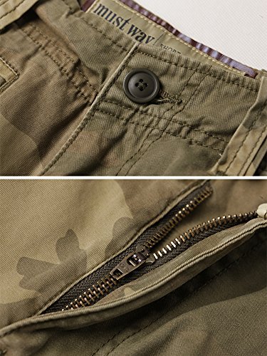 Akarmy Men's Camo Cargo Shorts Outdoor Multi-Pocket Cotton Casual Shorts With No Belt 8062 C34 Retro Camo Thin 34 #TOP6