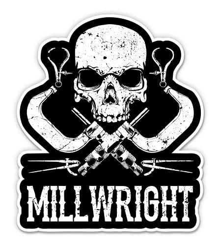 Union Millwrights Skull Micrometer Customizable Vinyl Decal Sticker - Personalized Text & Number - Made In USA - Body Decal For Cars, Windows, Tools