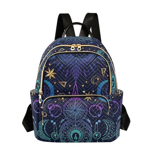Image of ALAZA Moon Star Witchy Blue & Purple Mini Backpack Purse for Women Travel Bag Fashion Daypack Back Pack Shoulder Bag