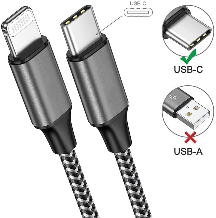 ICEEGO iPhone USBC to Lightning Cable, MFi Certified 1M/2M/3M USB C to Lightning Cable, Nylon Braided iPhone Charger Cable USB C for iPhone 14 13 12 11 Plus Pro Max Mini X XS, iPad, etc. Black - 1M