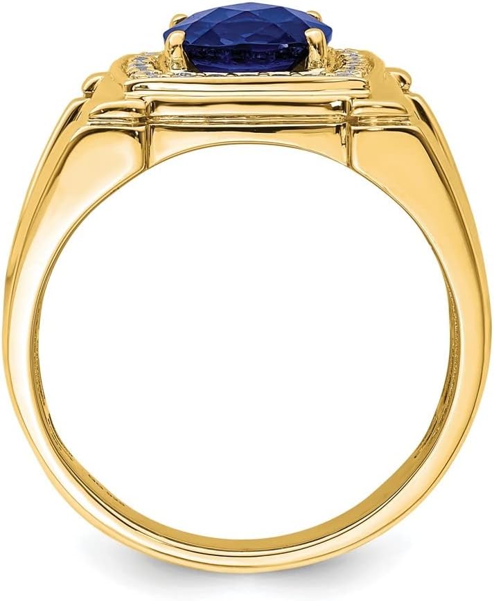 Diamond2Deal 14k Yellow Gold Lab Grown Diamond and Blue Sapphire Engagement Wedding Rings