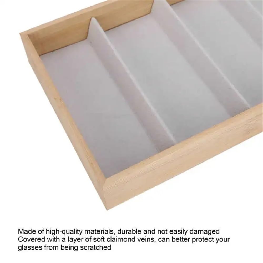 Expositor de gafas, 5 rejillas de cristal para joyería, organizador, estuche de ranura para gafas de sol, caja expositora para relojes, soporte para montura de gafas, gafas de sol R (blanco)