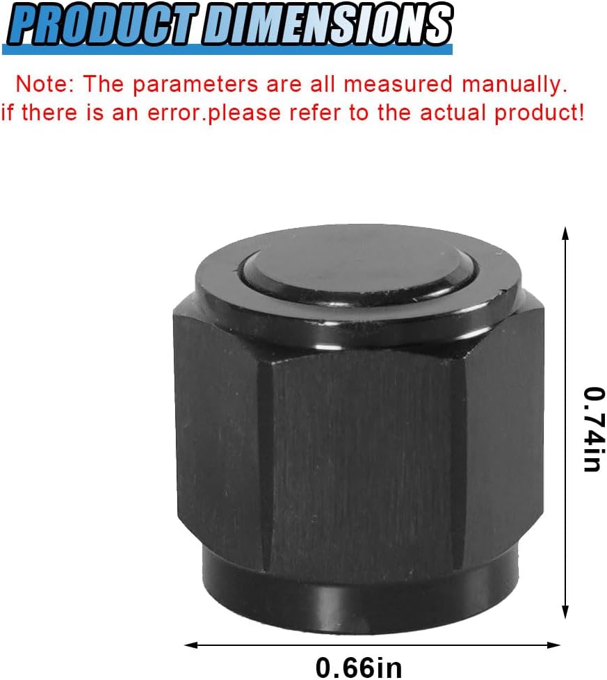 2PCS 6AN Flare Cap Tube Fitting, Aluminum Alloy Female Swivel Hex Head Nut Port Adapter, Universal Auto Modification Metal Accessories for Fuel Oil Lines (6AN)