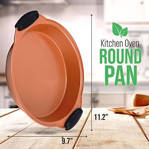 Nutrichef Non Stick Round Cake Pan, Commercial Grade Metal Bakeware with Silicone Handles, Long-Lasting, Easy-to-Clean, Dishwasher Safe, PFOA, PFOS, PTFE Free, Ideal for Baking Ovens, 9.7 Inch by NutriChef - Image 2