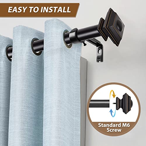 Kamanina Square Replacement Finials For 1 And 7/8 Inch Black Curtain Rods, M6 Screw Rod Finials, Set Of 2 #TOP2