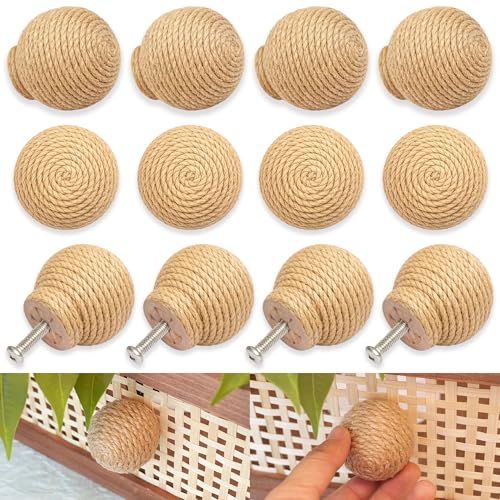 Jute Rope Cabinet Knobs Decorative Nautical Style Boho Dresser Drawer Knobs