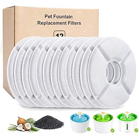 PK.ZTopia 12-Pack Cat Water Fountain Filter, Pet Fountain Filters, Filters for Pet Water Fountains,Round Replacement Cat Filters for 84oz/2.5L Water Fountain Cover