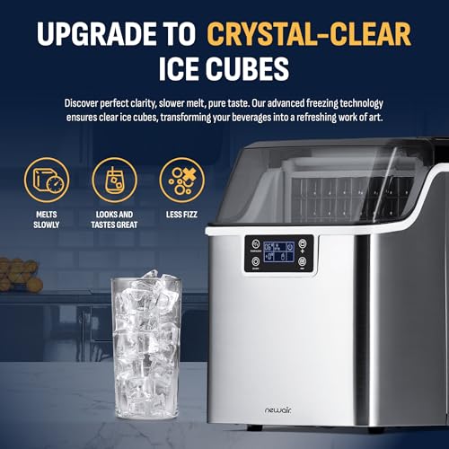 image for Newair Countertop Clear Ice Maker, 45lbs/Day Ice Cube Machine, Self-Cl