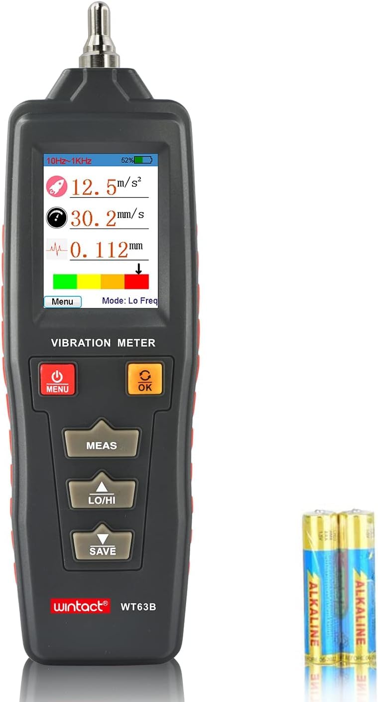 Skyking Handheld Digital Mechanical Vibration Meter, 0.01~199.9mm/s, Mechanical Vibration Analyzer Tester Gauge, Acceleration, Velocity, Displacement Measurement for HVAC, Motors, Engines, Generator